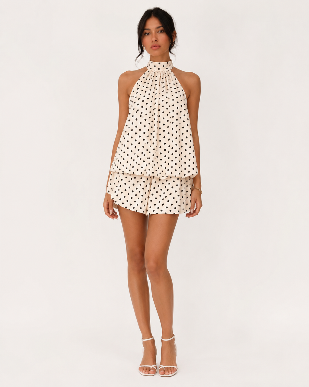 Polka Dot Halter Neck Mini Dress