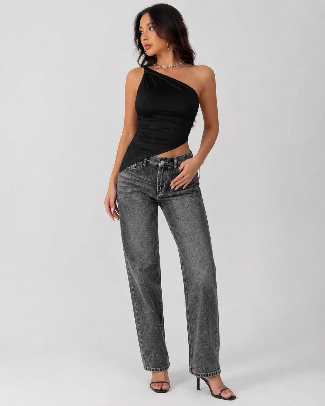 Asymmetrical One-Shoulder Slim Fit Cami