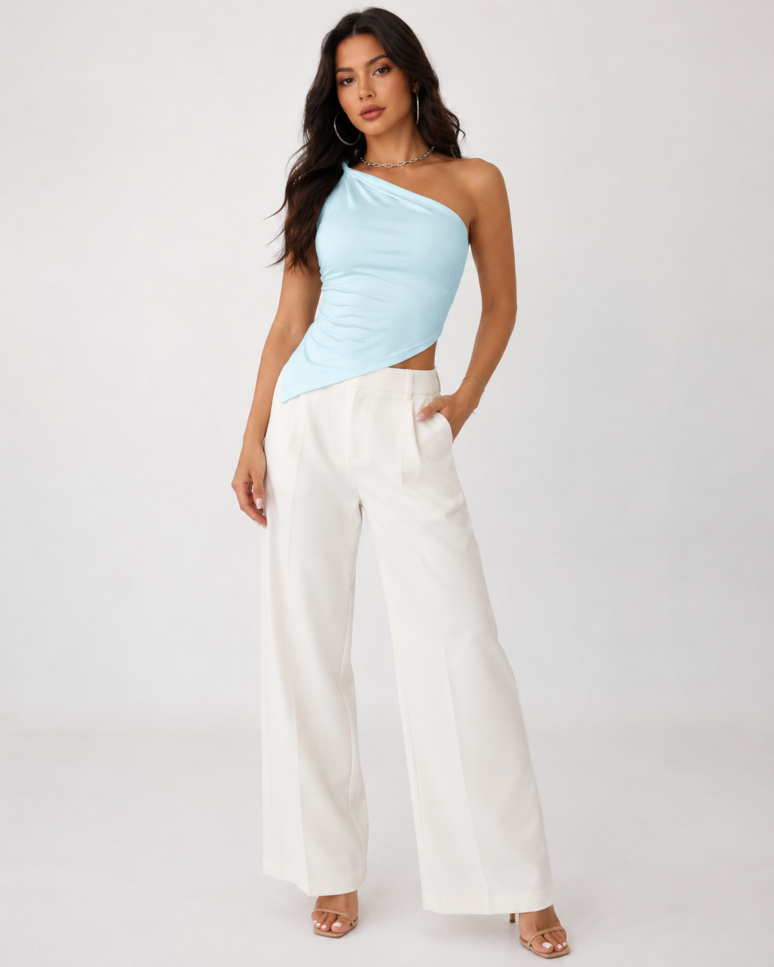 Asymmetrical One-Shoulder Slim Fit Cami