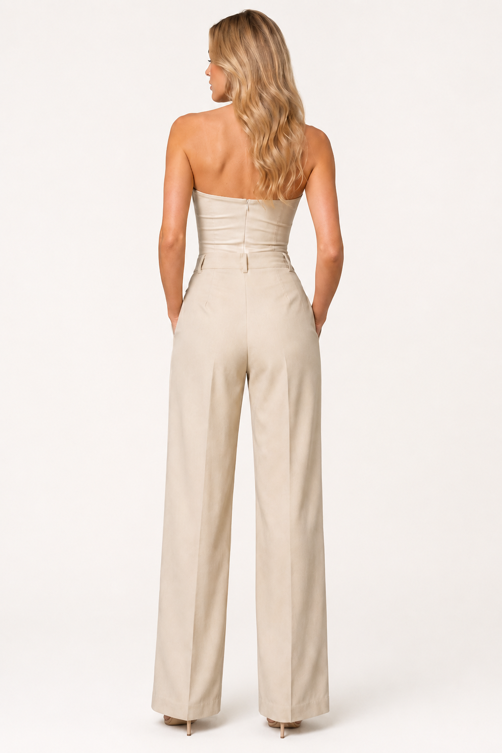 High-Waisted Wide-Leg Pleated Pants