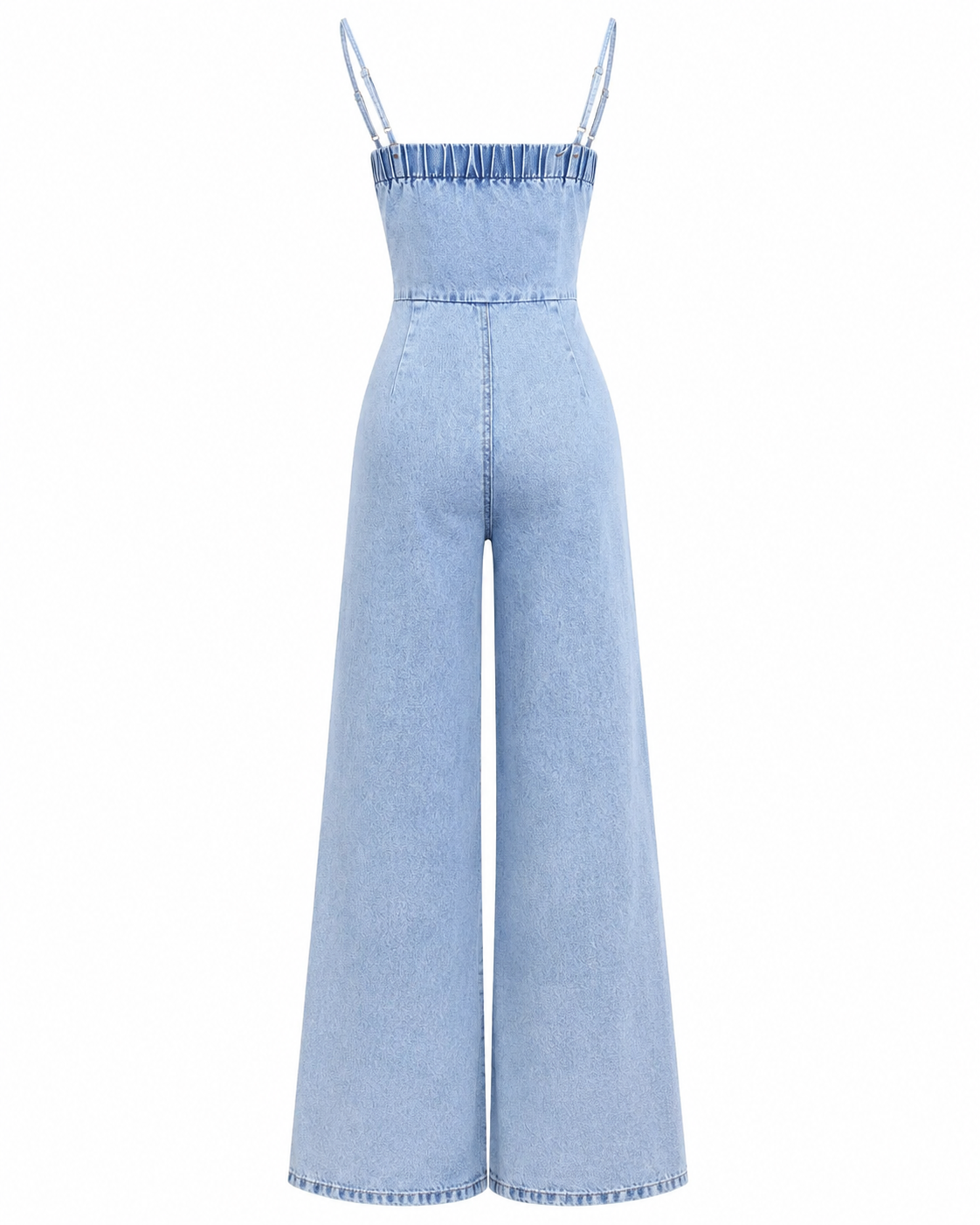 Button-Down Wide Leg Denim Jumpsuit