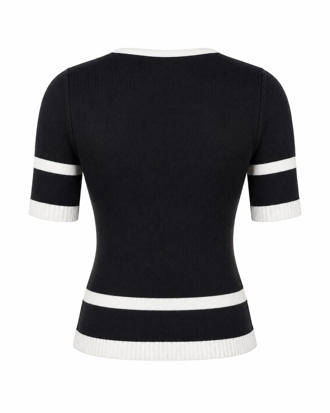 Button Decor Contrast Trim Sweater
