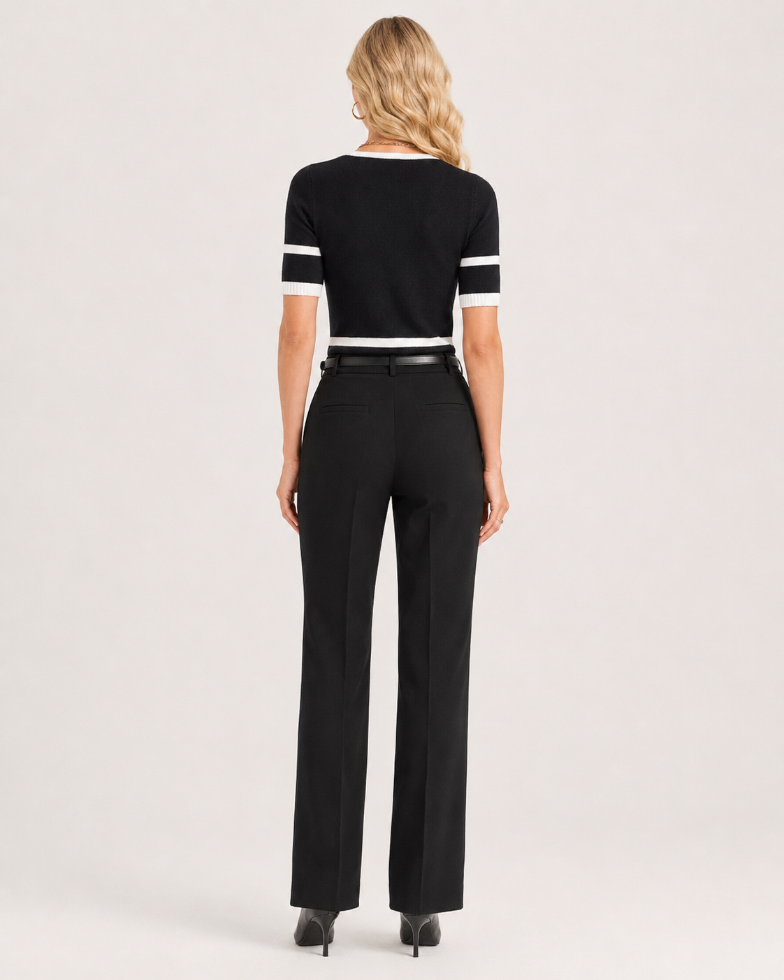 Button Decor Contrast Trim Sweater