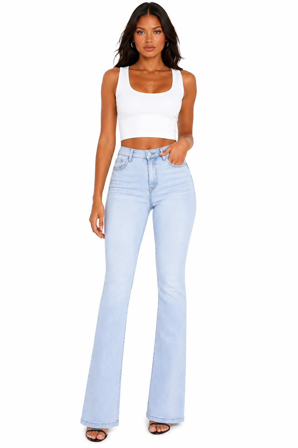 Full Size Wash High-Waisted Flare Jeans Plus Size