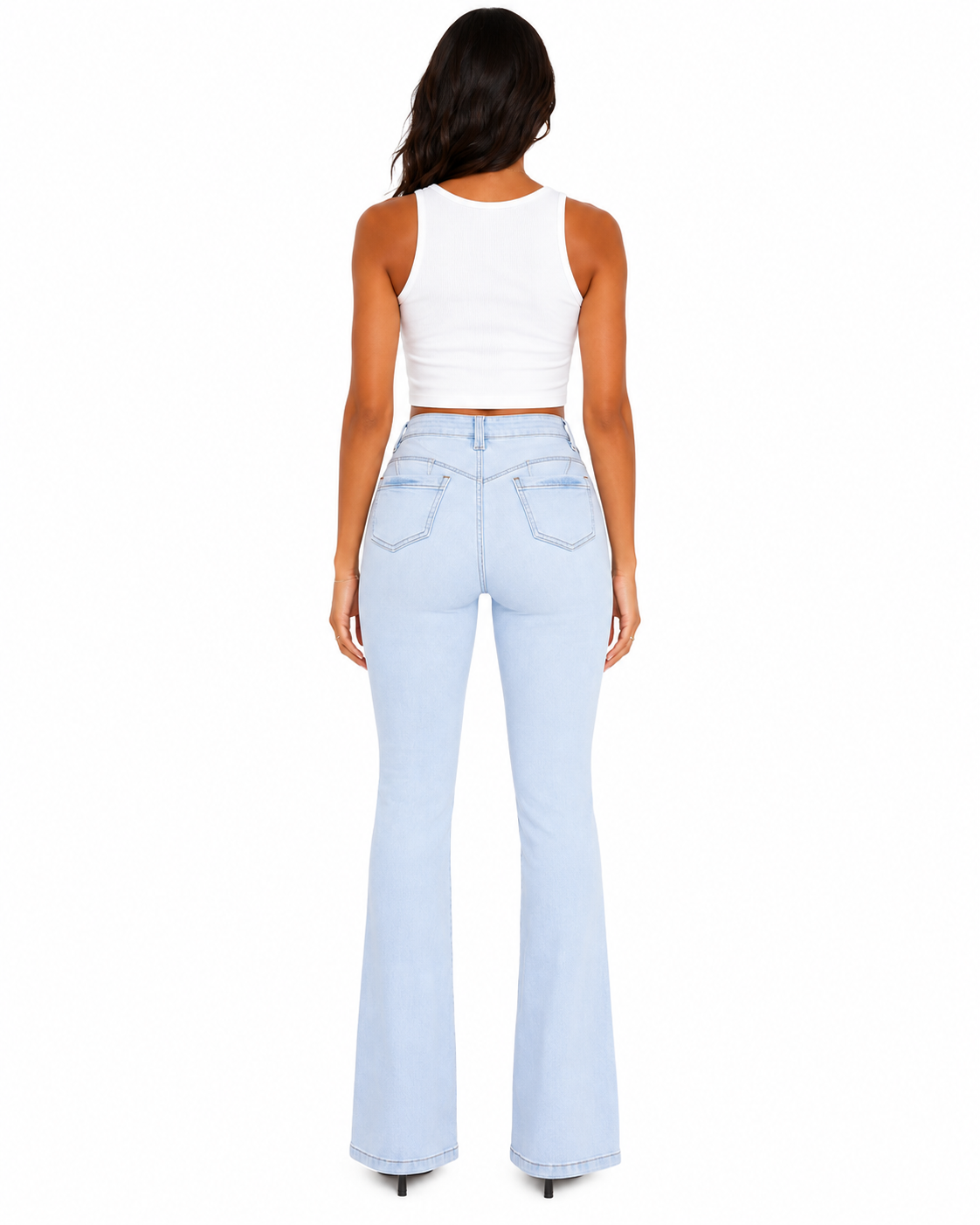 Full Size Wash High-Waisted Flare Jeans Plus Size