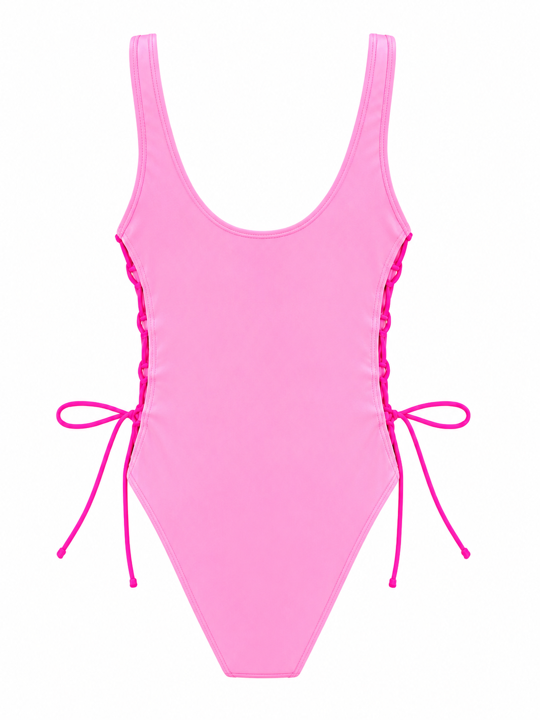 Lace-Up Deep V Sleeveless One-Piece Swimsuit