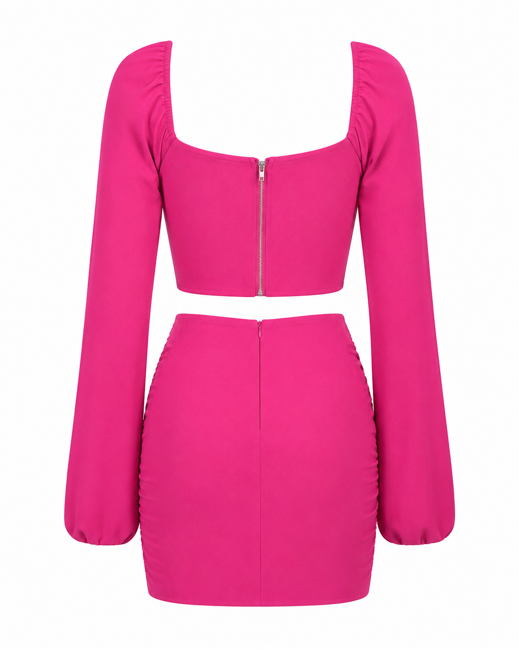 Sweetheart Neck Long Sleeve Top and Skirt Set
