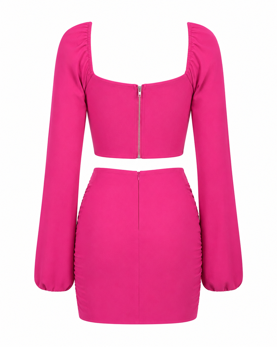 Sweetheart Neck Long Sleeve Top and Skirt Set