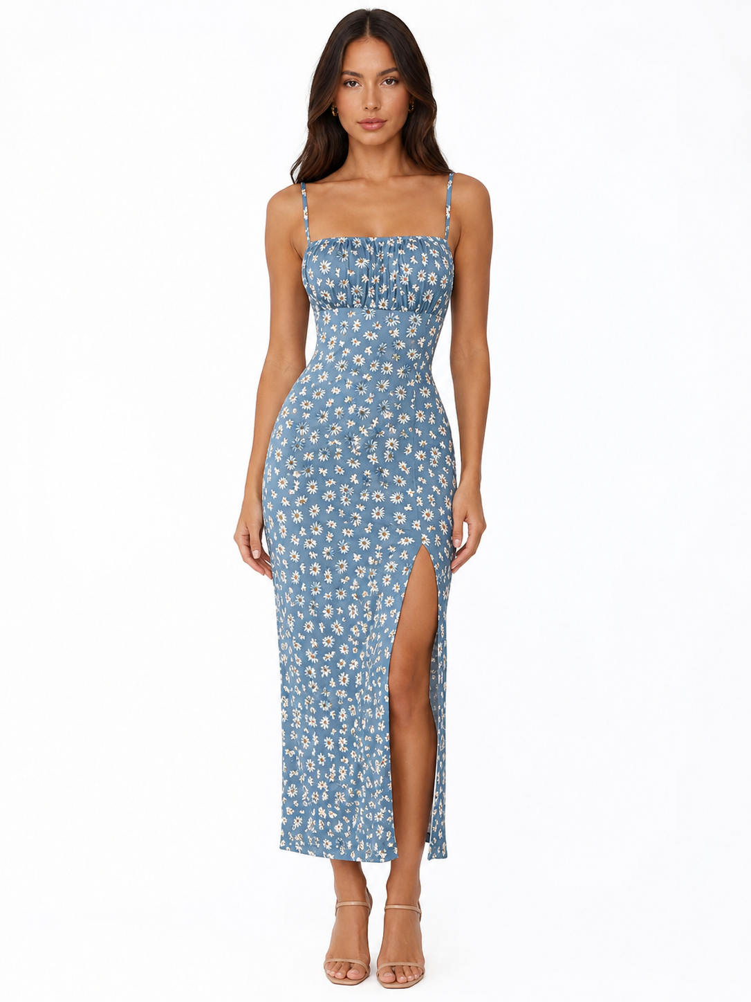 Floral Print High Slit Cami Dress