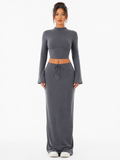 Long Sleeve Top & Drawstring Maxi Skirt Set