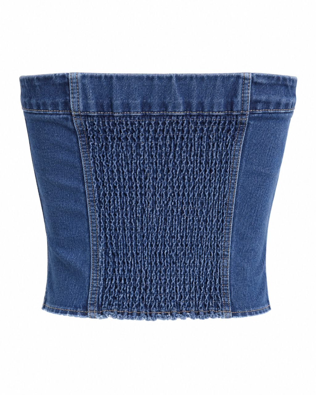 Button Front Denim Tube Top
