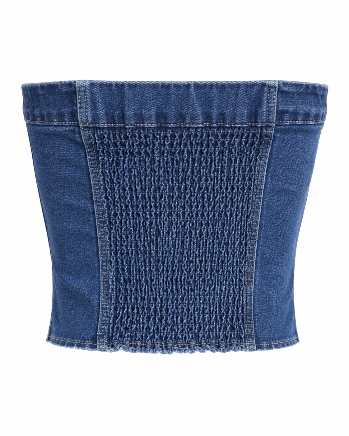 Button Front Denim Tube Top