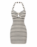 Striped Halter Neck Knit Mini Dress