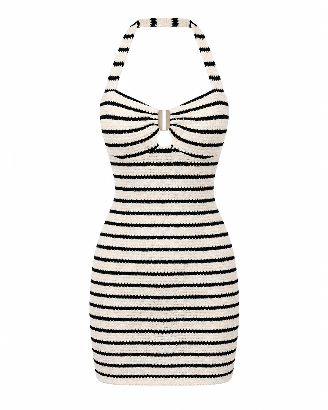 Striped Halter Neck Knit Mini Dress