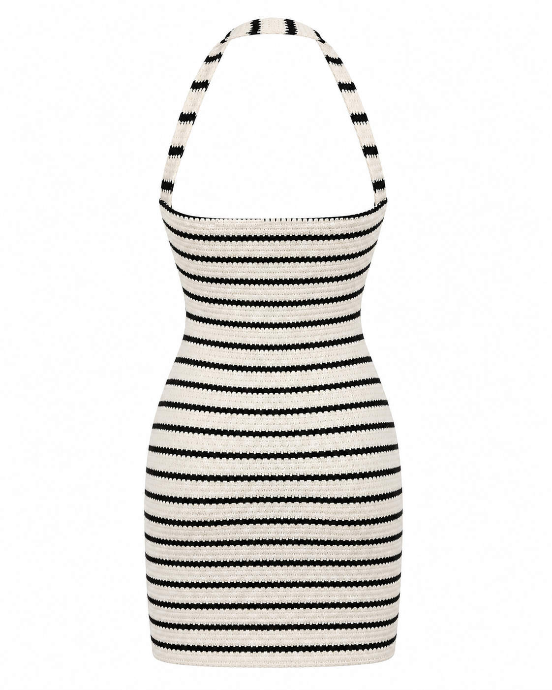 Striped Halter Neck Knit Mini Dress