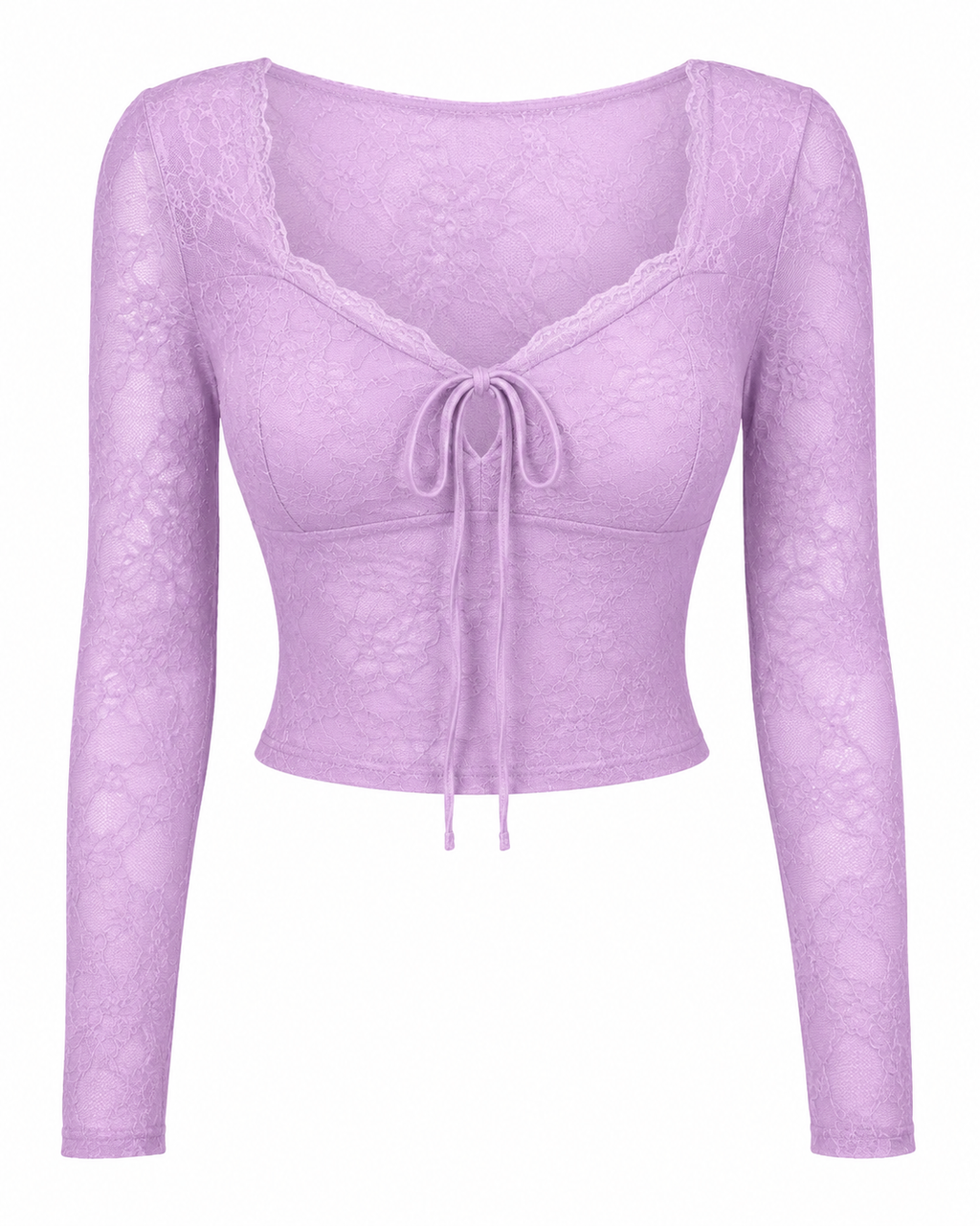 Tie Front Long Sleeve Lace Top
