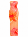 Tropical Flower Print Bodycon Tube Dress