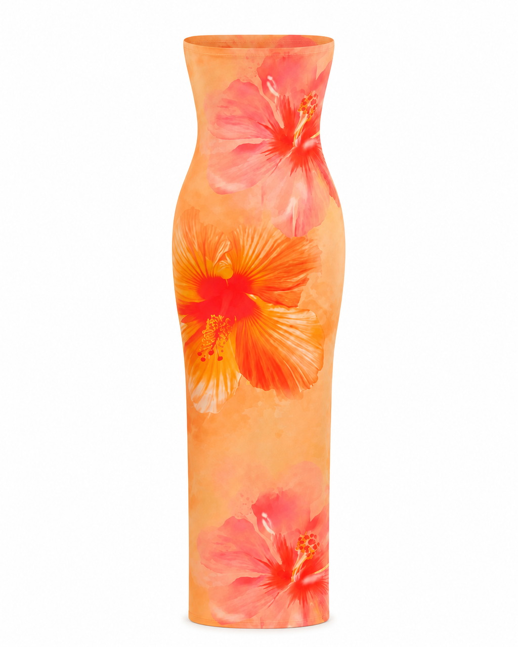 Tropical Flower Print Bodycon Tube Dress