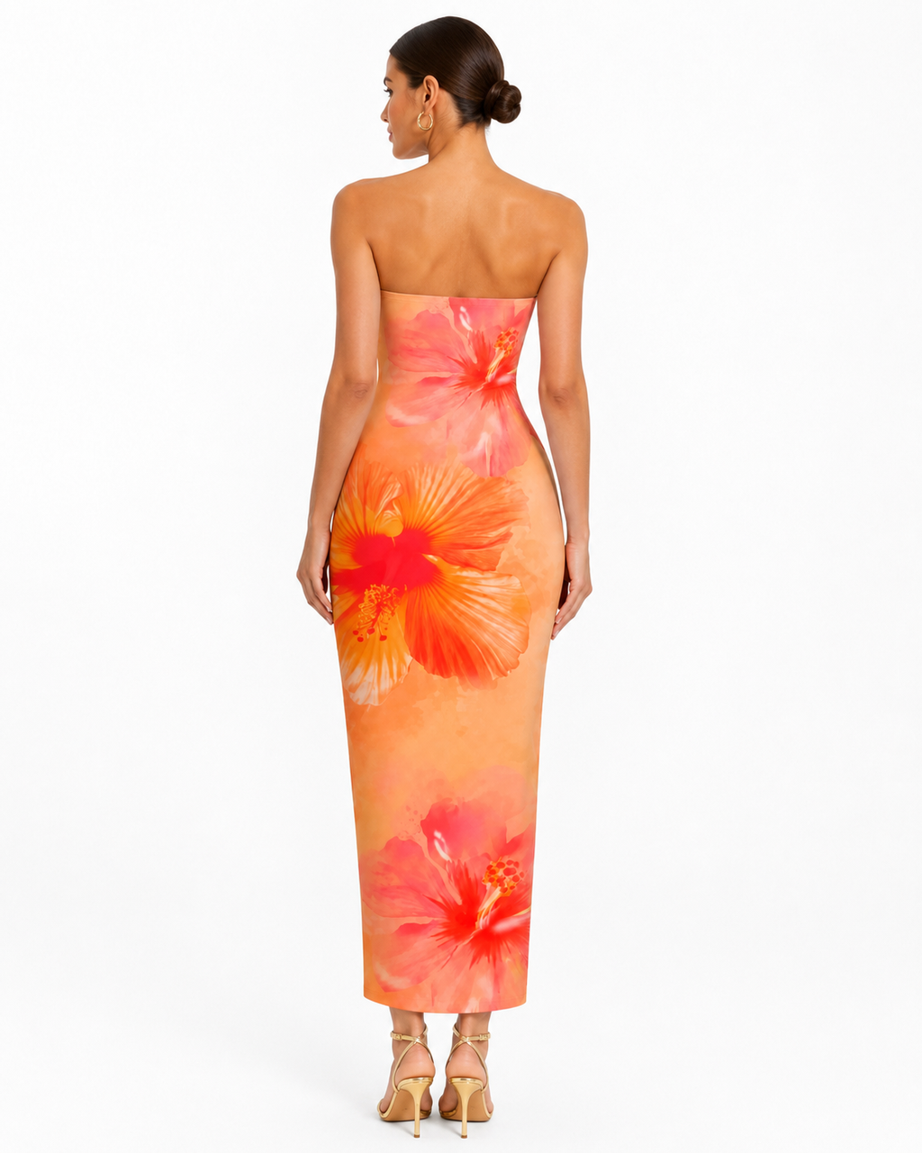 Tropical Flower Print Bodycon Tube Dress