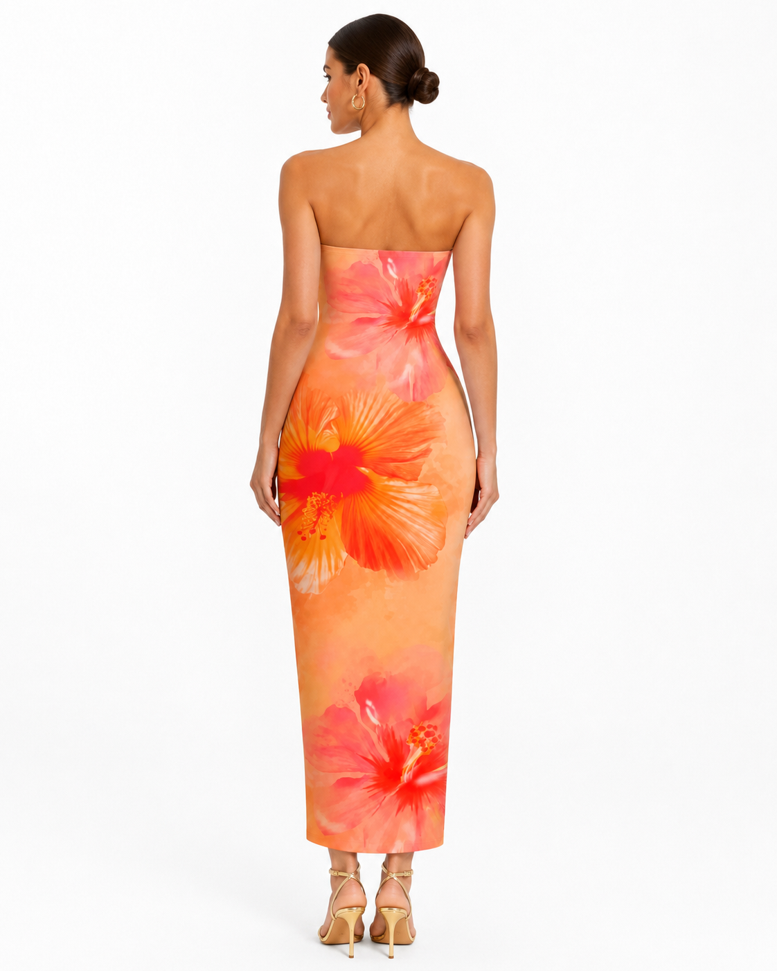 Tropical Flower Print Bodycon Tube Dress
