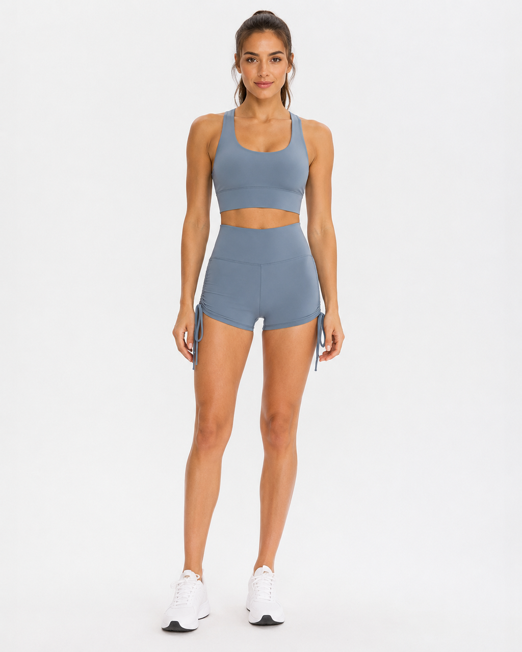 Drawstring Wide Waistband Side Tie Sports Shorts