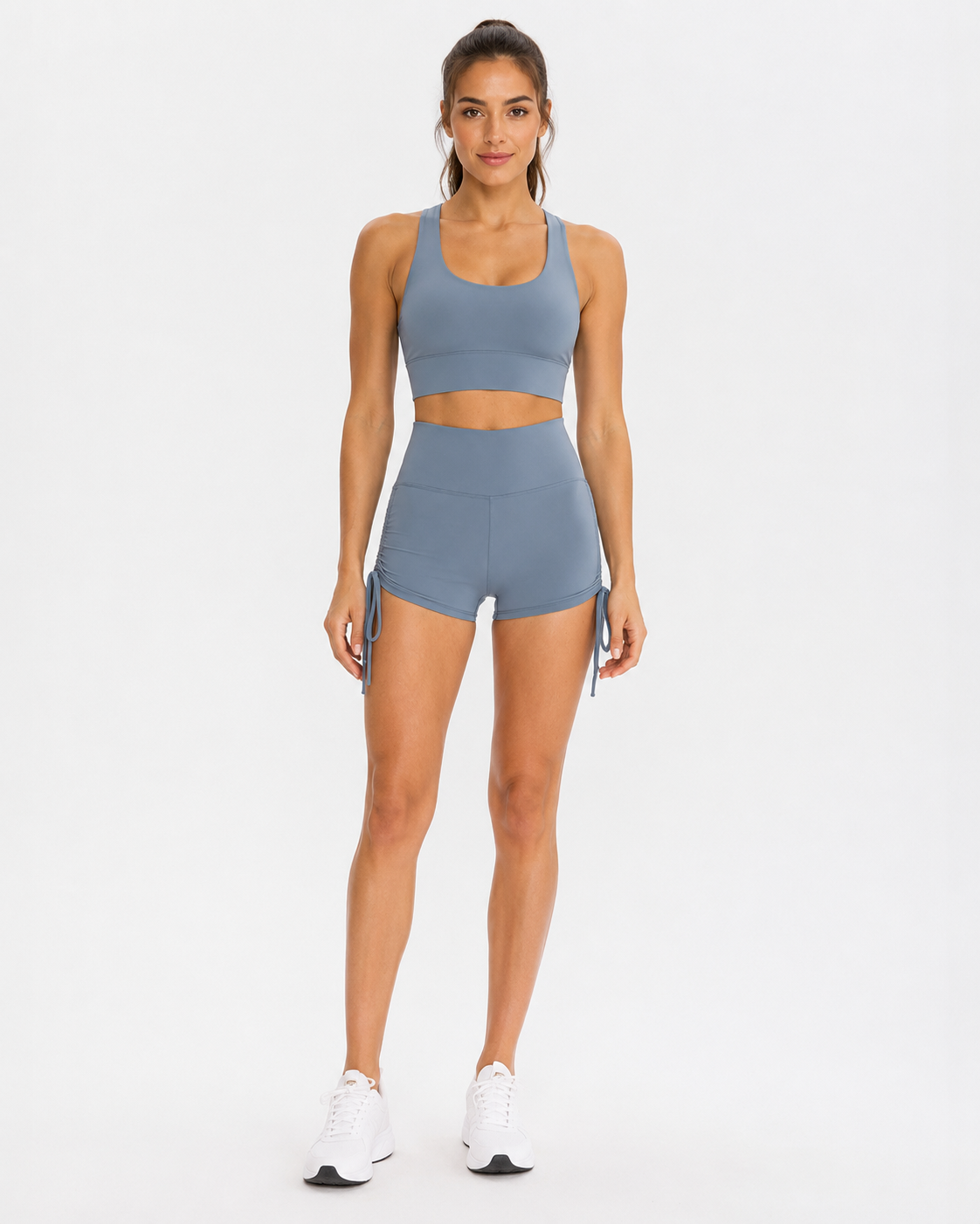 Drawstring Wide Waistband Side Tie Sports Shorts