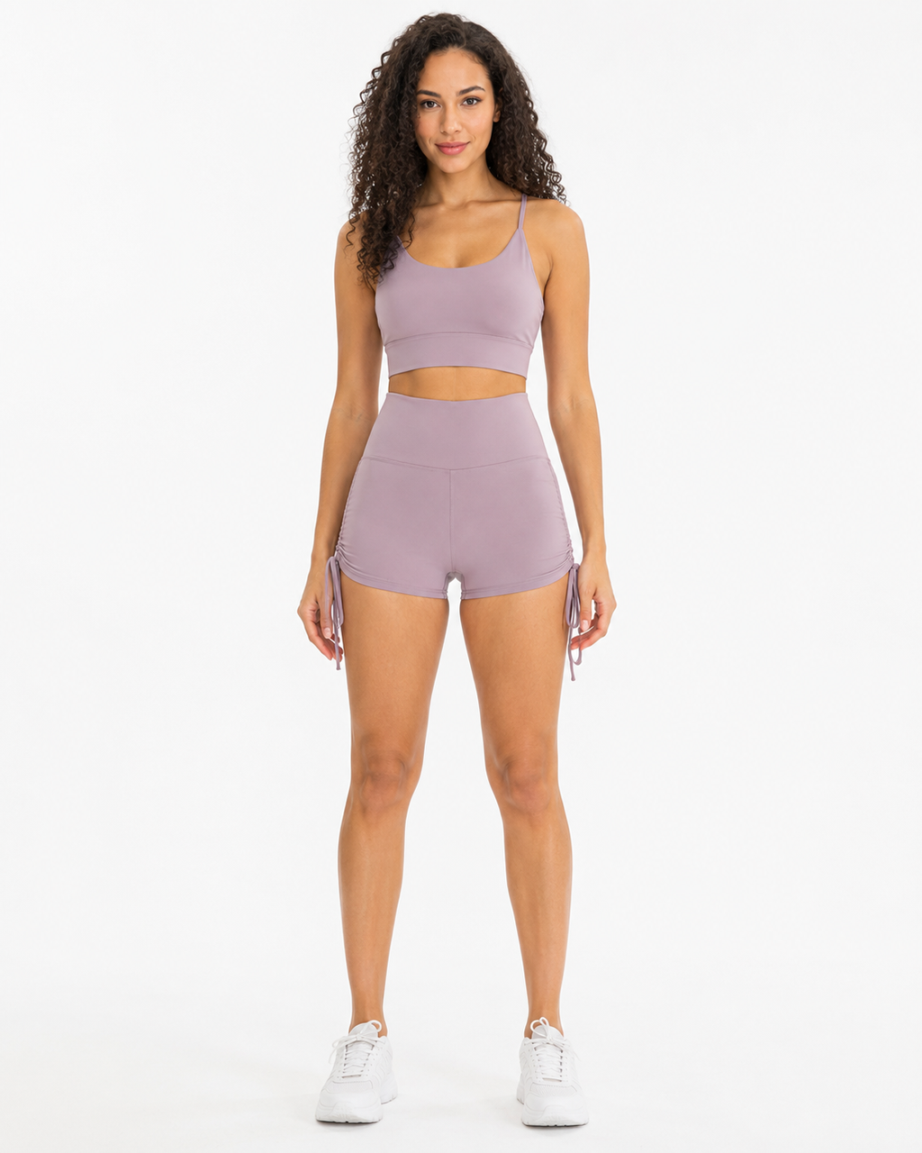 Drawstring Wide Waistband Side Tie Sports Shorts