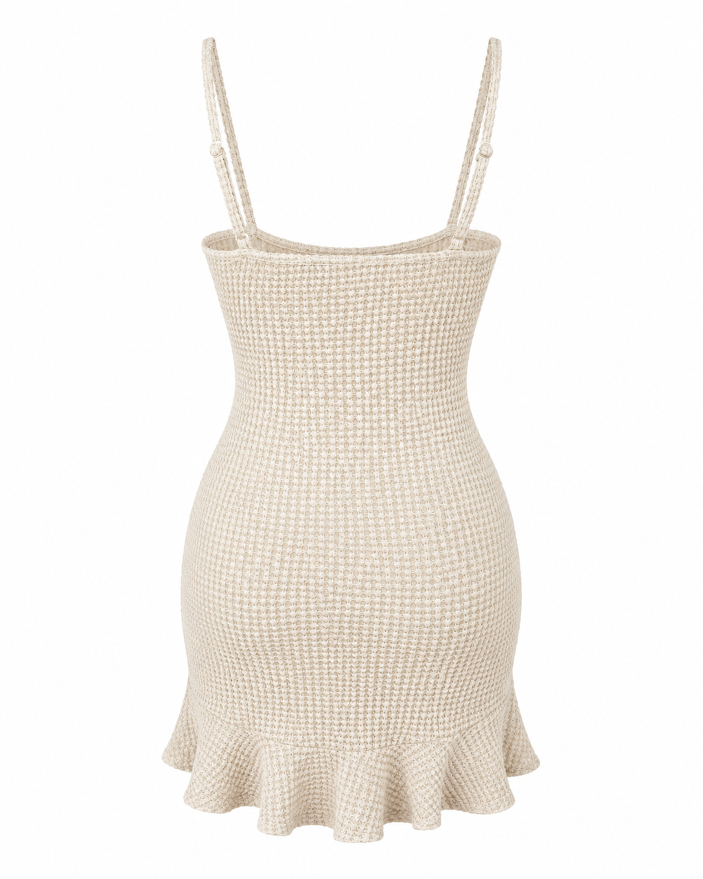 Twist Front Cutout Ruffle Hem Bodycon Mini Dress