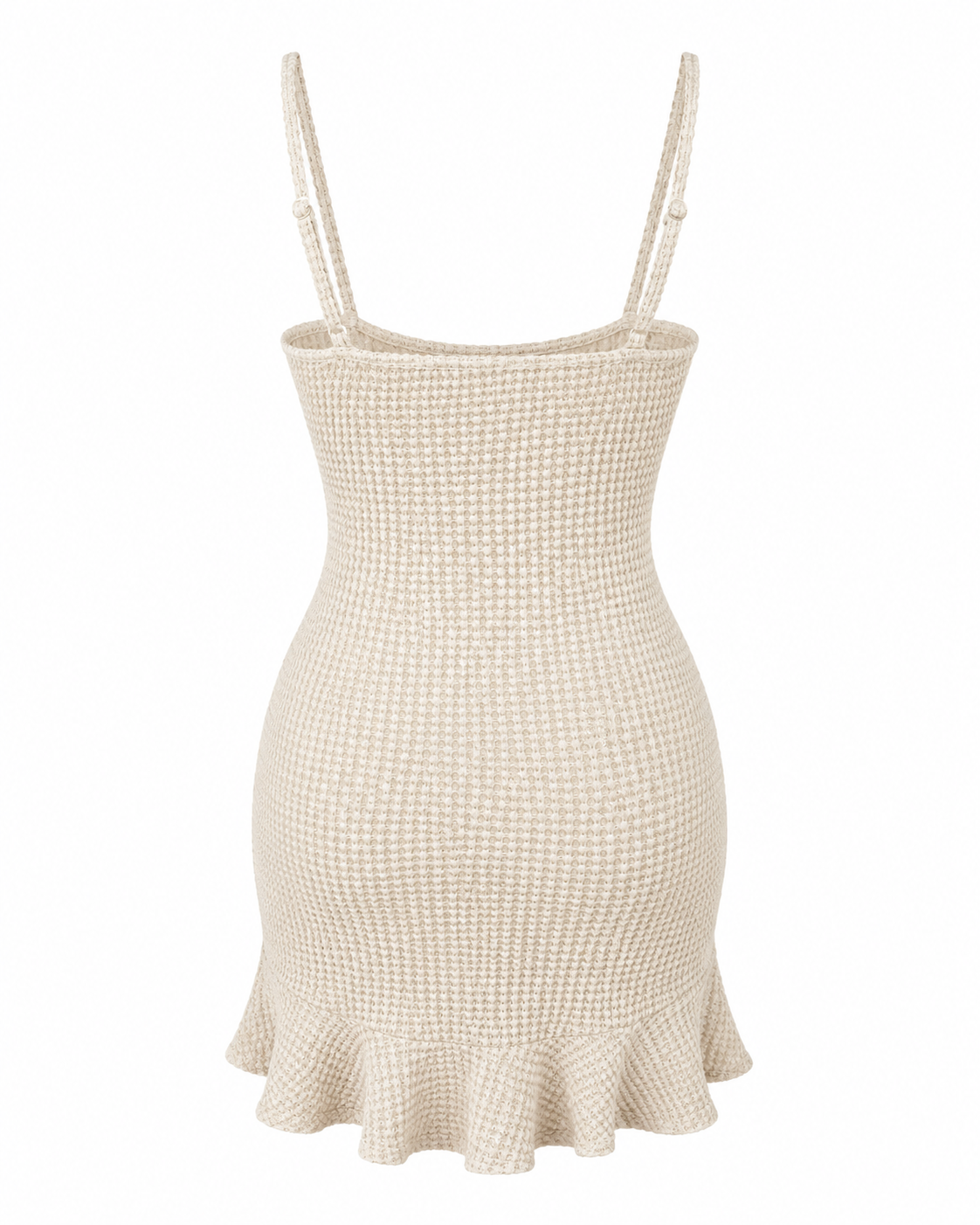 Twist Front Cutout Ruffle Hem Bodycon Mini Dress