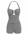 Striped Halter Neck Romper