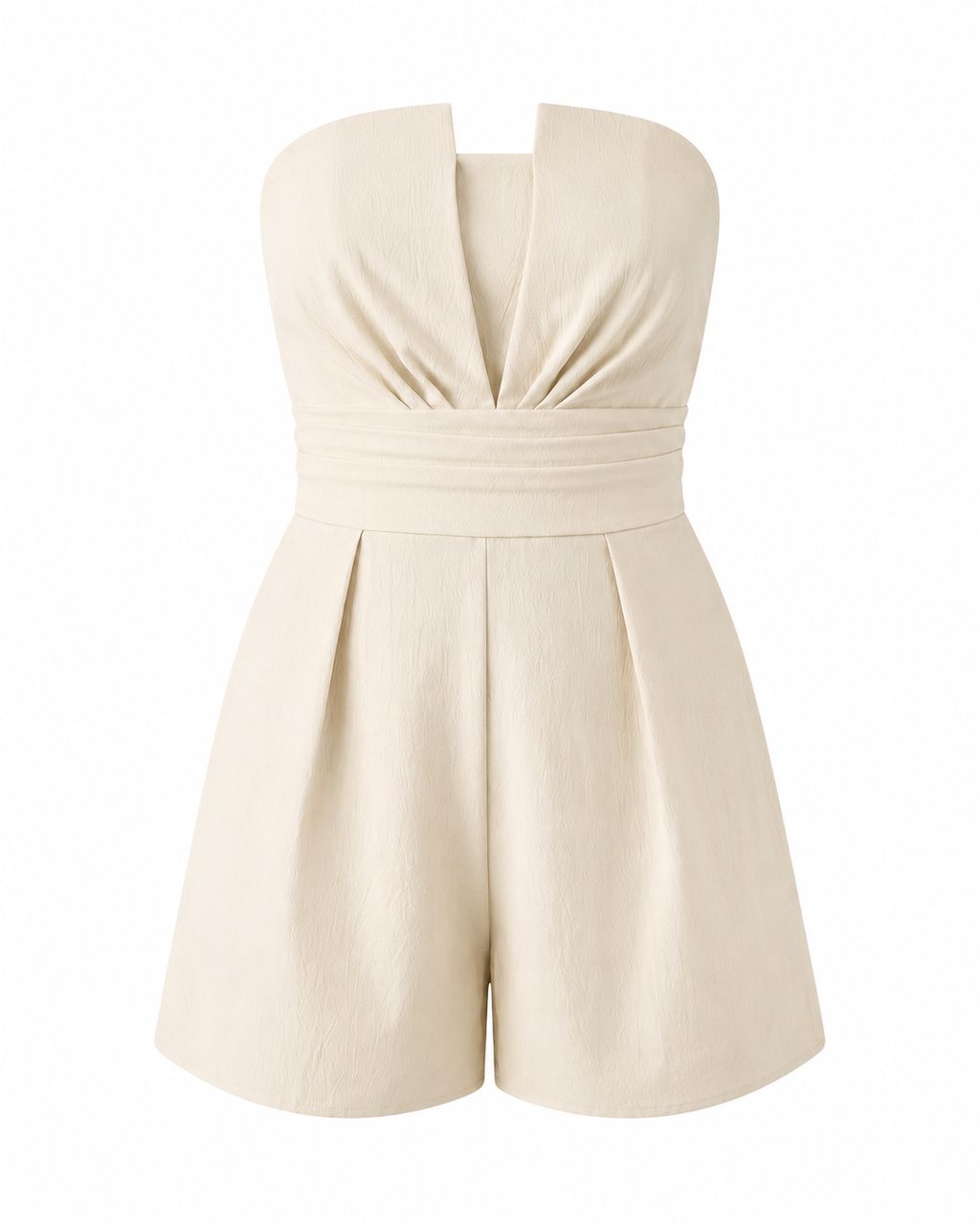 Strapless Pleated Detail Romper