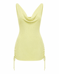 Cowl Neck Drawstring Mini Dress