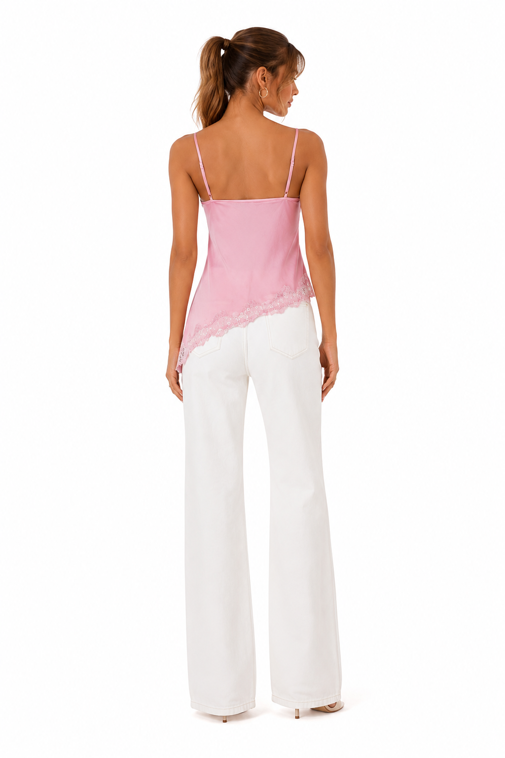 Lace Trimmed Satin Cami