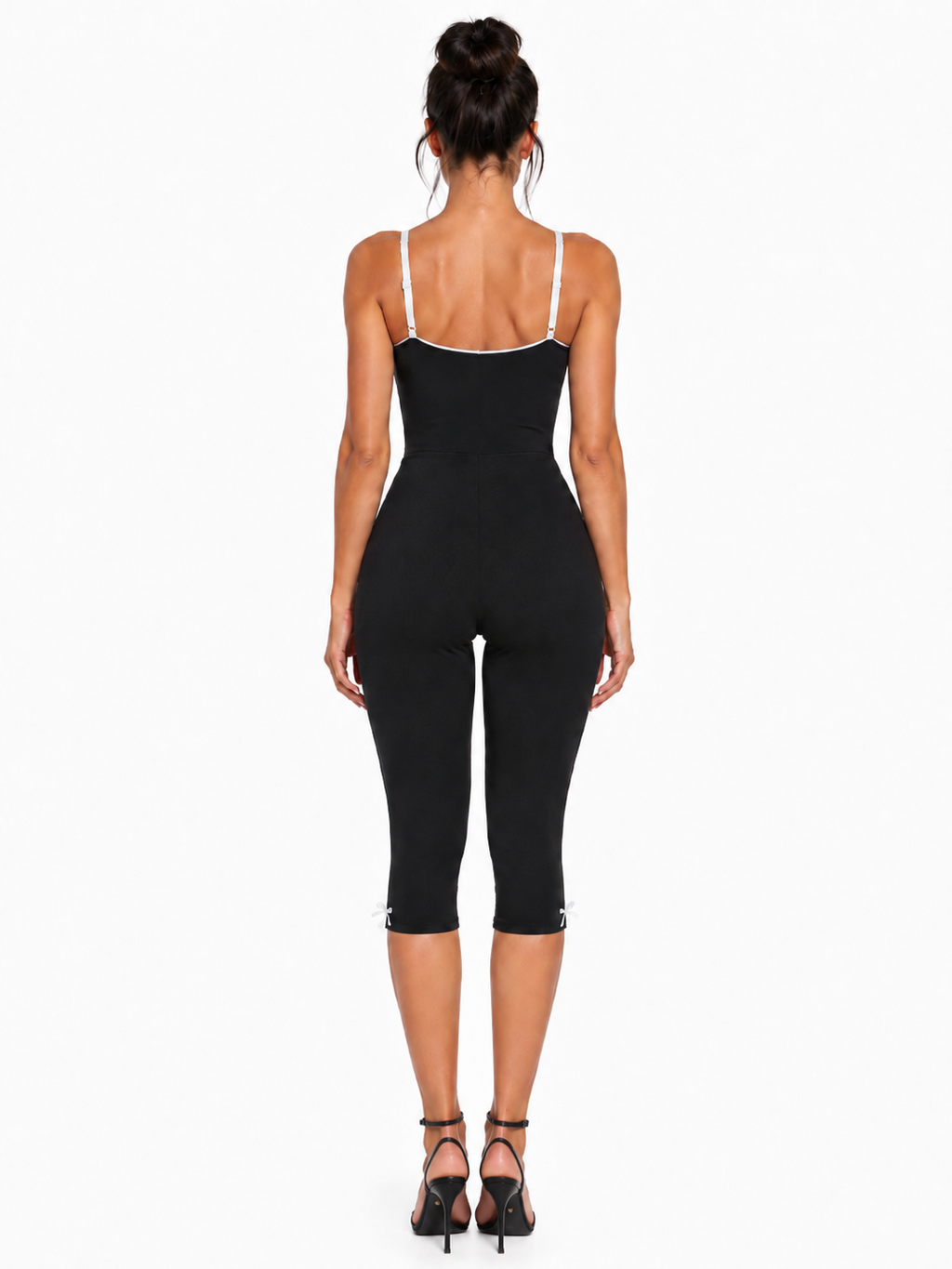 Lace Trim Tie-Front Capri Jumpsuit