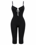 Lace Trim Tie-Front Capri Jumpsuit
