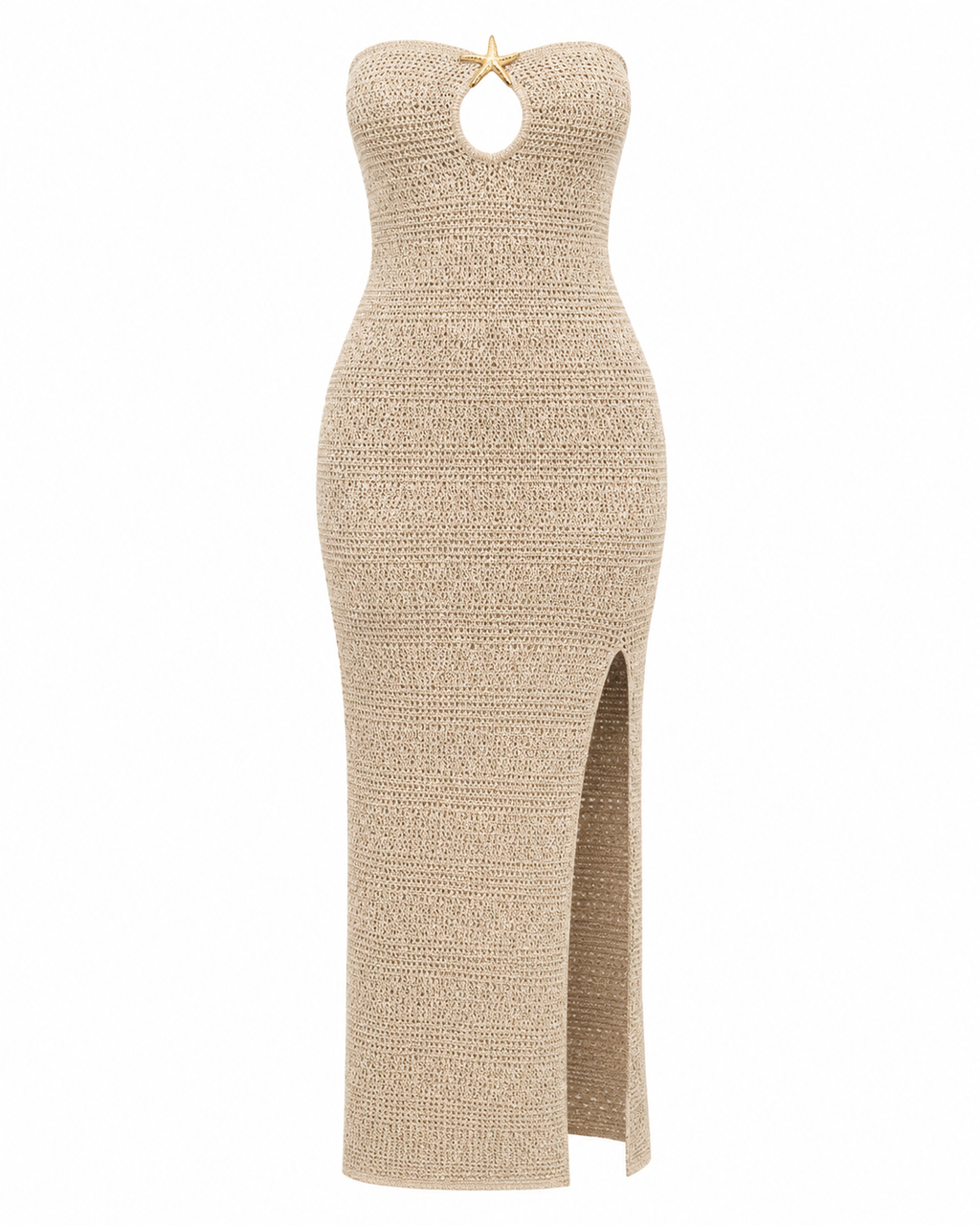 Slit Knitted Tube Maxi Dress
