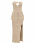 Slit Knitted Tube Maxi Dress