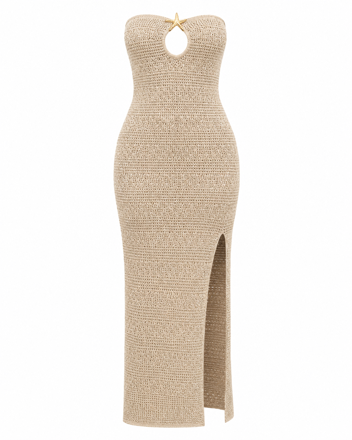 Slit Knitted Tube Maxi Dress