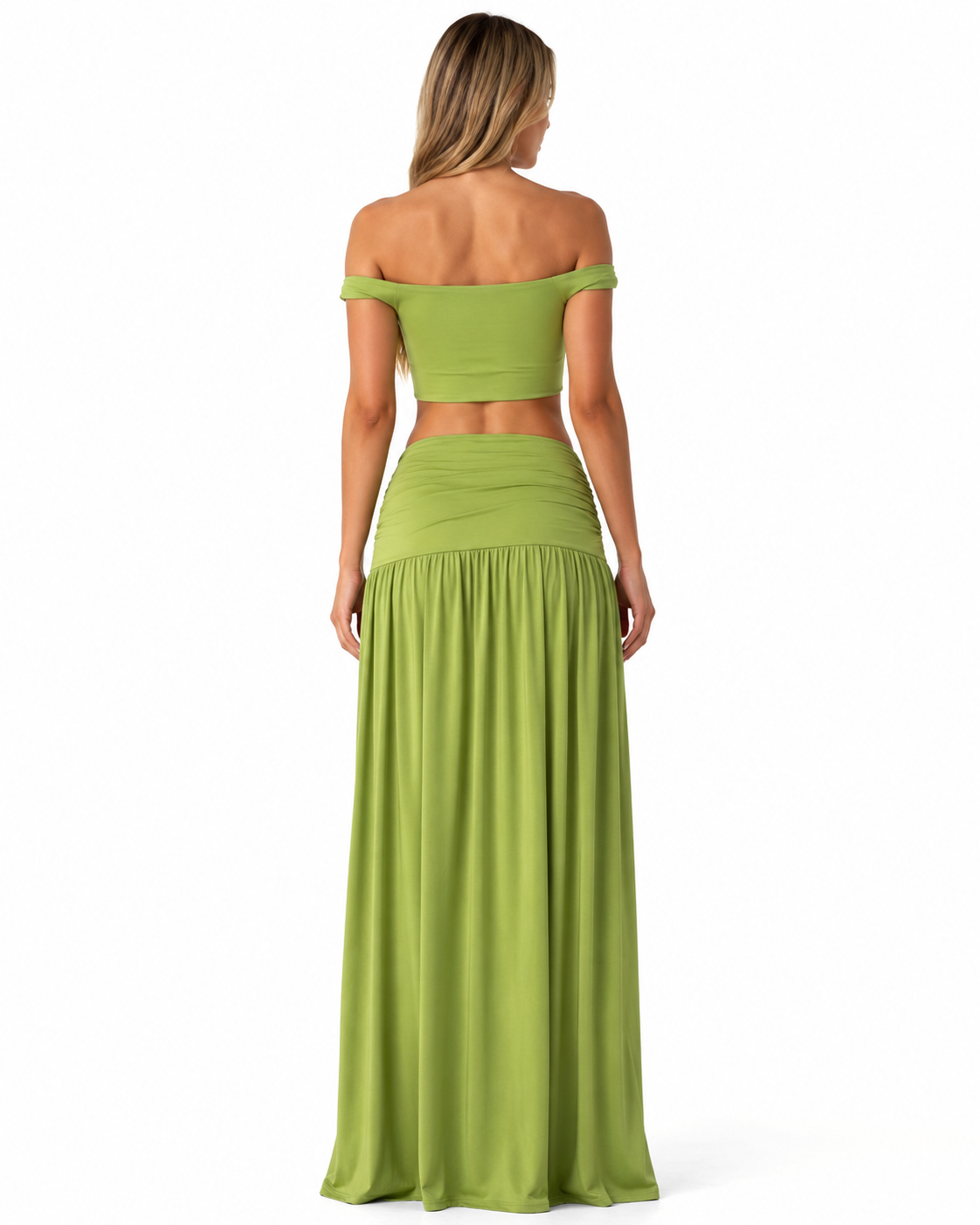 Off-Shoulder Top and Split Skirt Set