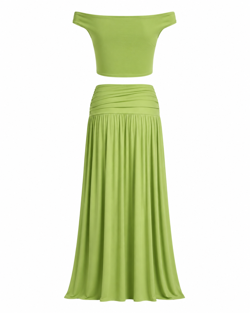 Off-Shoulder Top and Split Skirt Set
