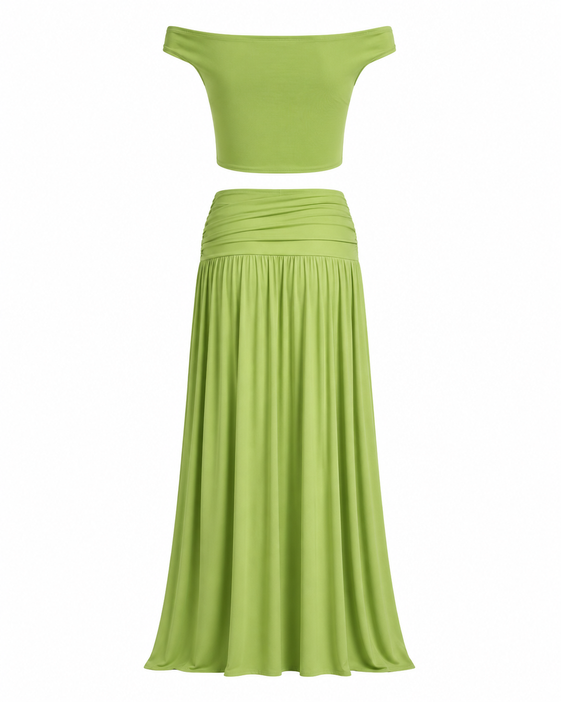 Off-Shoulder Top and Split Skirt Set