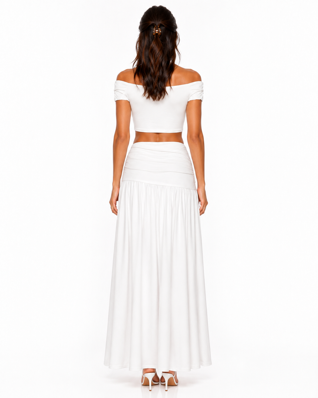 Off-Shoulder Top and Split Skirt Set