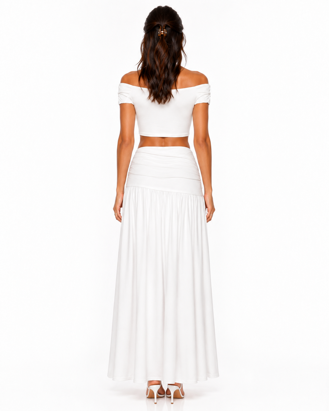 Off-Shoulder Top and Split Skirt Set