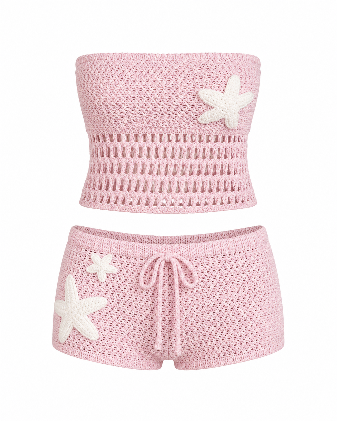 Crochet Tube Top and Shorts Sweater Set