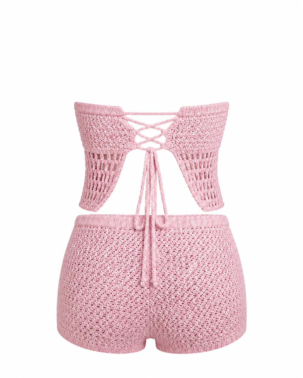 Crochet Tube Top and Shorts Sweater Set