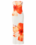 Orange Floral Strapless Maxi Dress