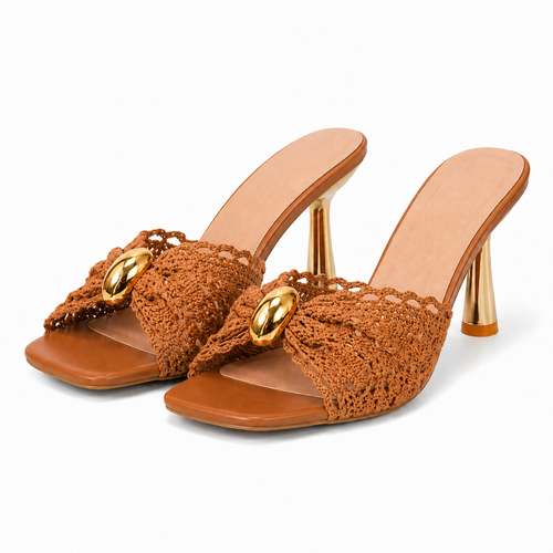 Crochet Detail Heeled Sandals