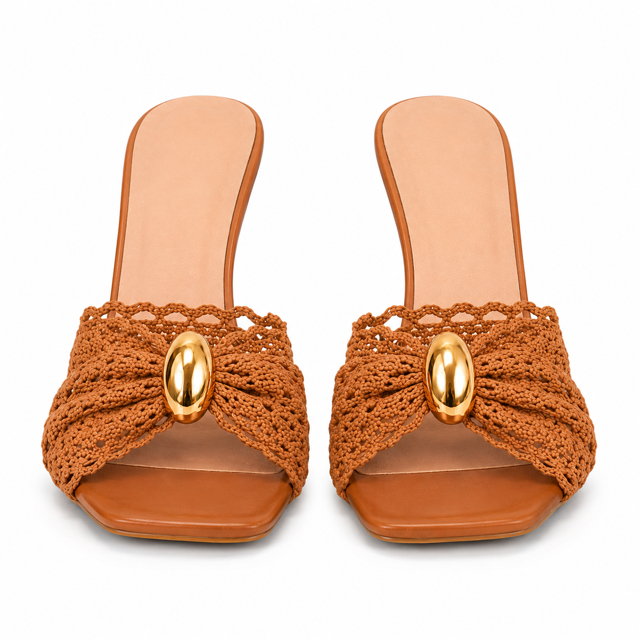 Crochet Detail Heeled Sandals