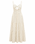 Polka Dot Tie-Front Cutout Maxi Dress