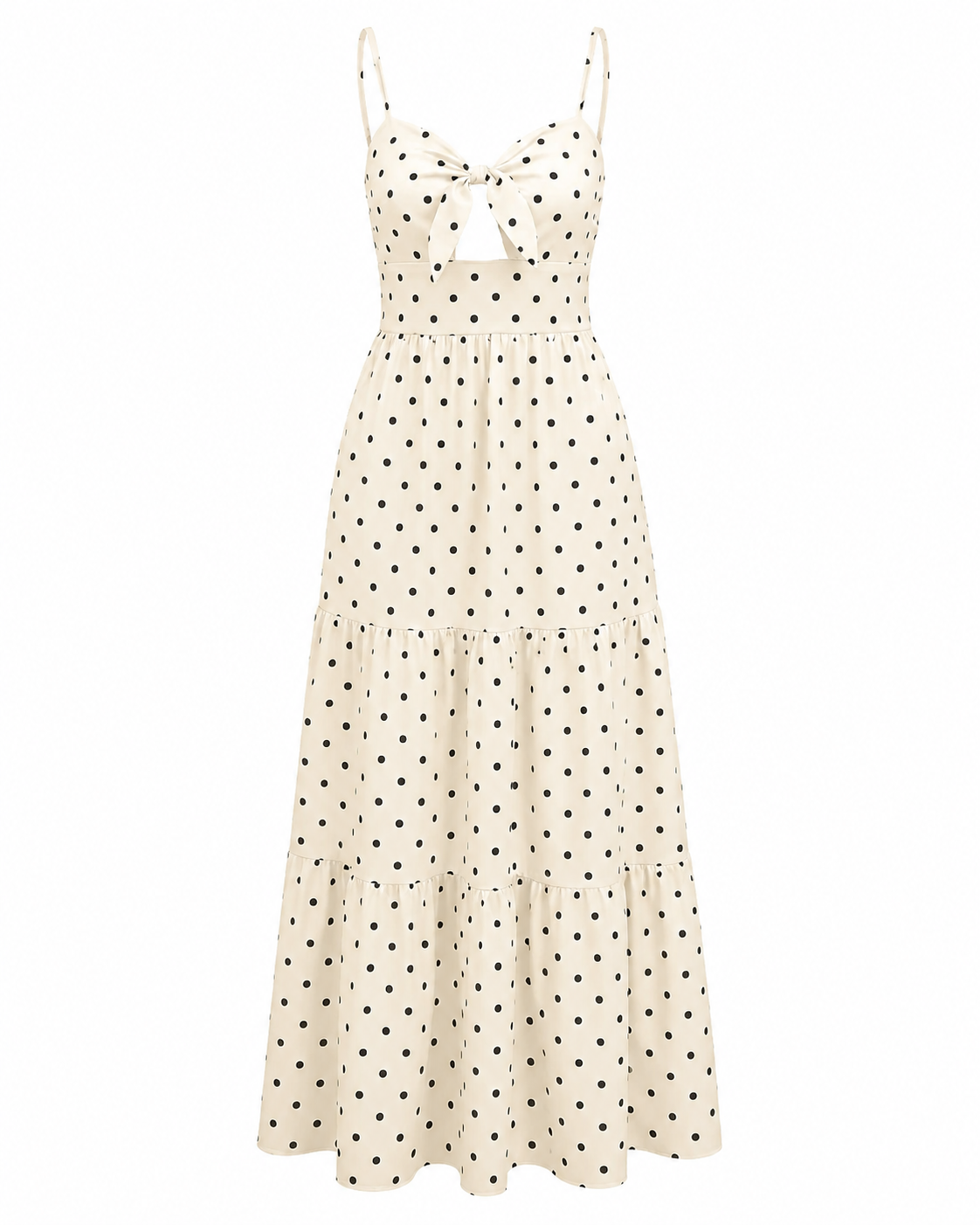Polka Dot Tie-Front Cutout Maxi Dress